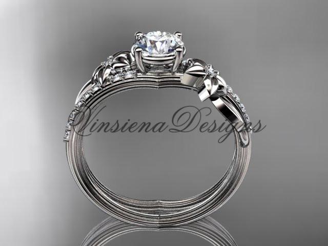 Platinum diamond engagement ring "Forever One" Moissanite ADLR331