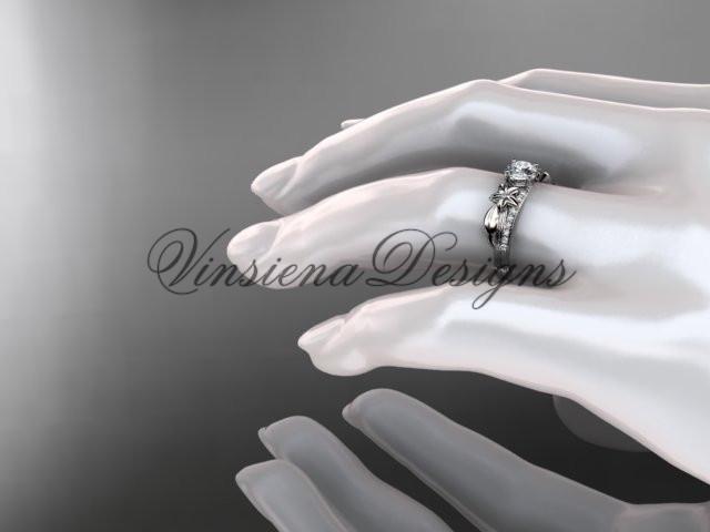 Platinum diamond engagement ring "Forever One" Moissanite ADLR331