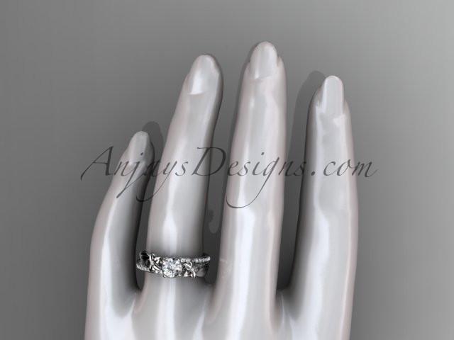14kt white gold diamond leaf and vine wedding ring, engagement ring ADLR331 - AnjaysDesigns