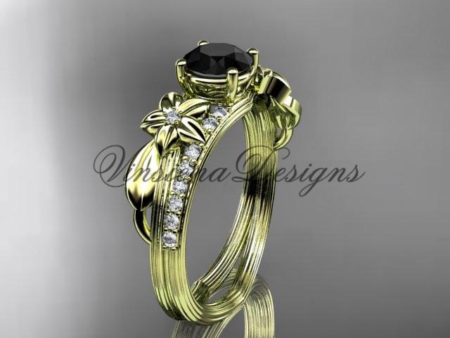 14kt yellow gold diamond engagement ring, Enhanced Black Diamond ADLR331