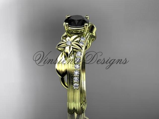 14kt yellow gold diamond engagement ring, Enhanced Black Diamond ADLR331