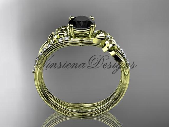 14kt yellow gold diamond engagement ring, Enhanced Black Diamond ADLR331