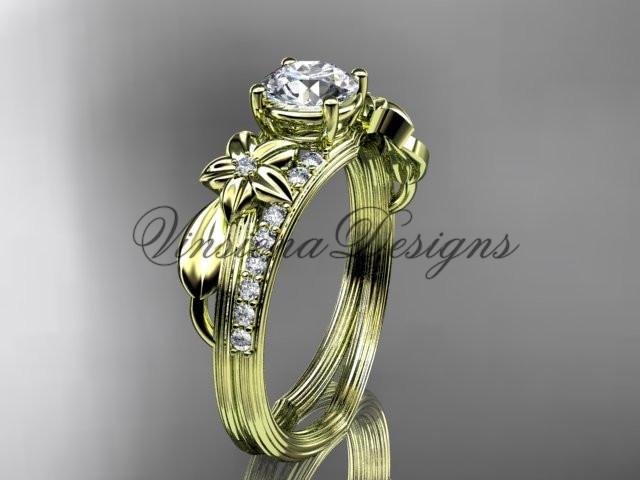 14k yellow gold diamond engagement ring "Forever One" Moissanite ADLR331