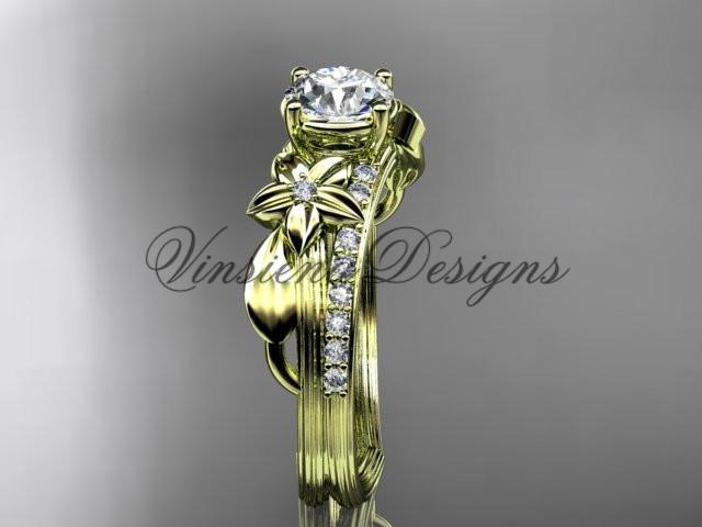 14k yellow gold diamond engagement ring "Forever One" Moissanite ADLR331
