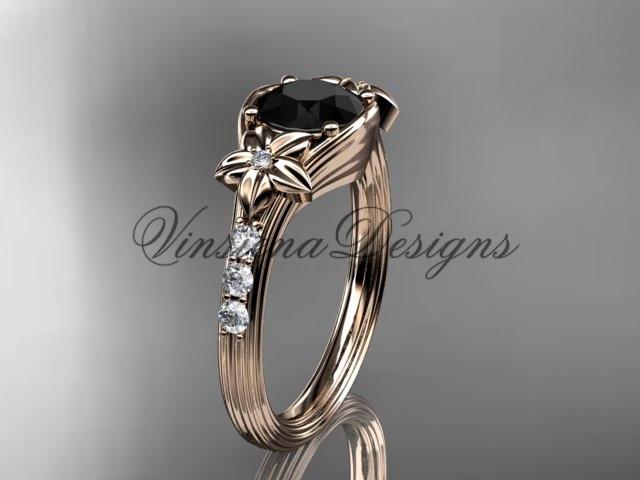 Unique rose diamond engagement ring, Enhanced Black Diamond ADLR333