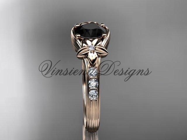 Unique rose diamond engagement ring, Enhanced Black Diamond ADLR333
