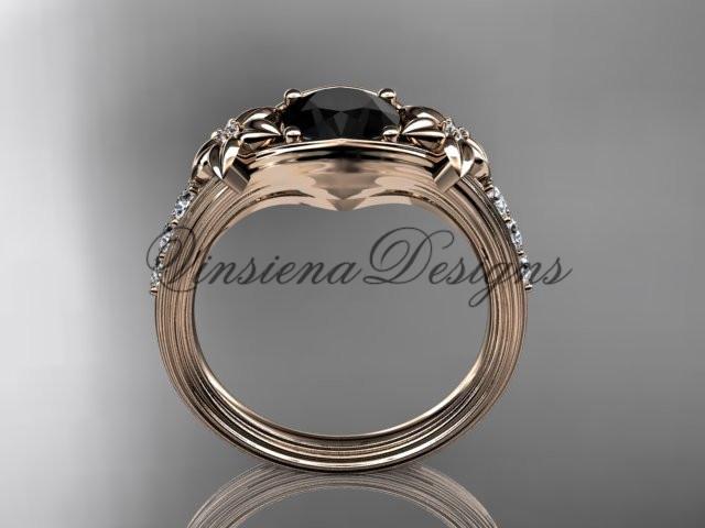Unique rose diamond engagement ring, Enhanced Black Diamond ADLR333