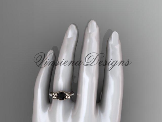 Unique rose diamond engagement ring, Enhanced Black Diamond ADLR333
