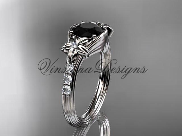 Unique white diamond engagement ring, Enhanced Black Diamond ADLR333