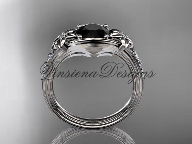 Unique white diamond engagement ring, Enhanced Black Diamond ADLR333
