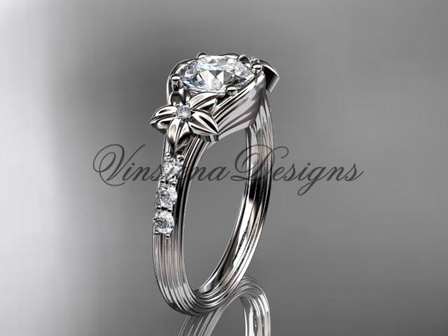 Unique platinum diamond "Forever One" Moissanite engagement ring ADLR333
