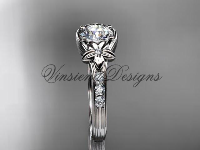 Unique platinum diamond "Forever One" Moissanite engagement ring ADLR333