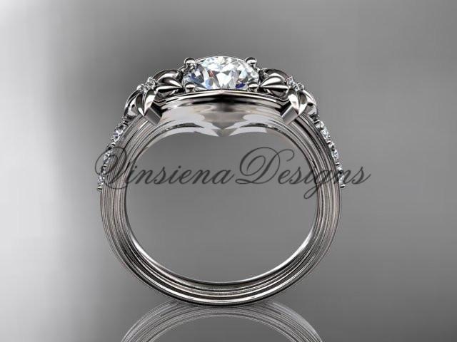 Unique Platinum diamond leaf, vine, floral diamond engagement ring ADLR333