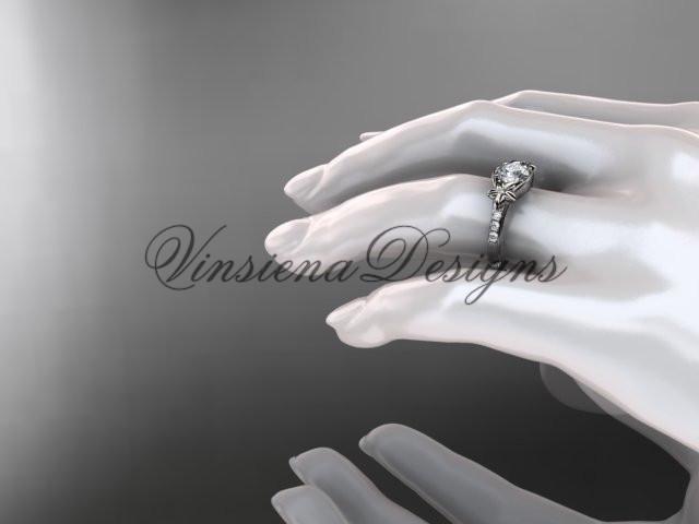 Unique platinum diamond "Forever One" Moissanite engagement ring ADLR333