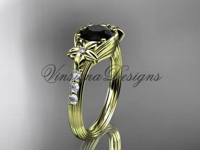 Unique yellow diamond engagement ring, Enhanced Black Diamond ADLR333
