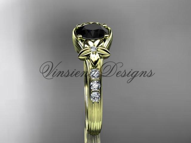 Unique yellow diamond engagement ring, Enhanced Black Diamond ADLR333