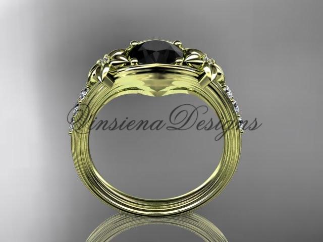 Unique yellow diamond engagement ring, Enhanced Black Diamond ADLR333