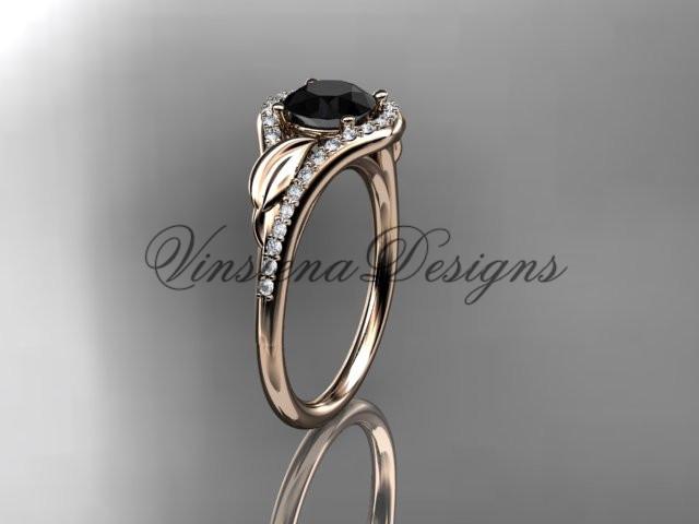 14kt rose gold diamond wedding, engagement ring, Enhanced Black Diamond ADLR334
