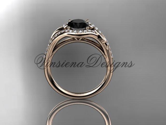 14kt rose gold diamond wedding, engagement ring, Enhanced Black Diamond ADLR334