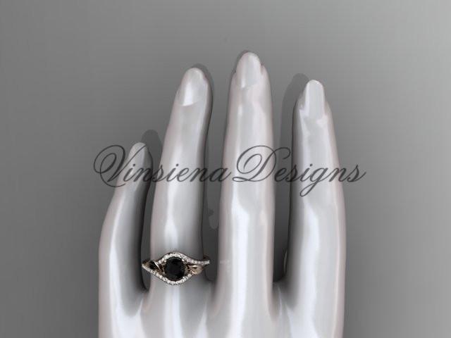 14kt rose gold diamond wedding, engagement ring, Enhanced Black Diamond ADLR334