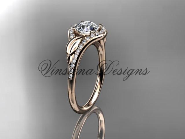 14kt rose gold diamond engagement ring "Forever One" Moissanite ADLR334