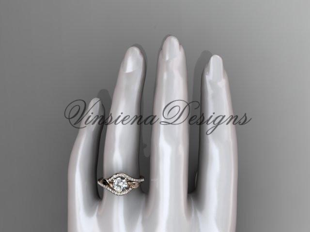 14kt rose gold diamond engagement ring "Forever One" Moissanite ADLR334