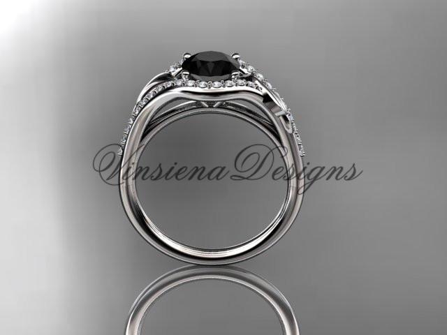 Platinum diamond wedding, engagement ring, Enhanced Black Diamond ADLR334