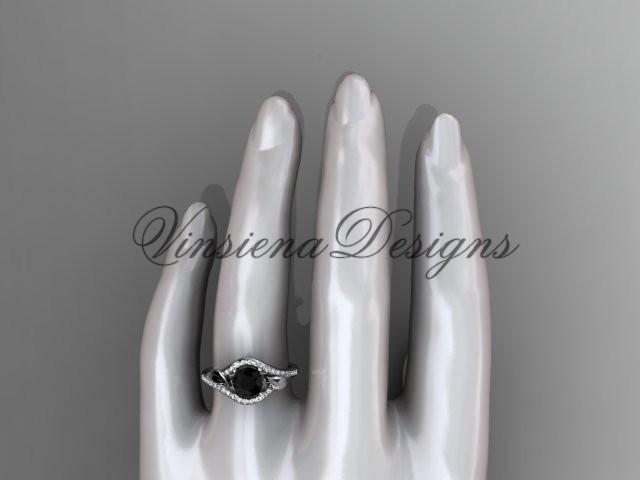 14kt white gold diamond wedding, engagement ring, Enhanced Black Diamond ADLR334