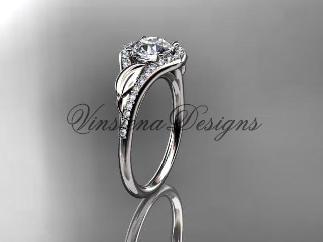 14kt white gold diamond engagement ring "Forever One" Moissanite ADLR334