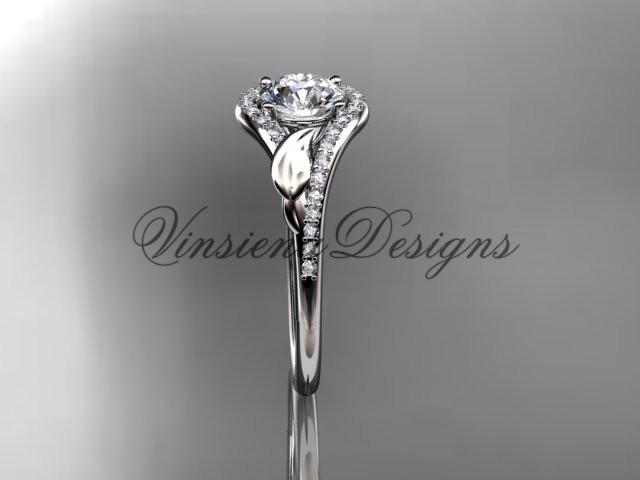 14kt white gold diamond engagement ring "Forever One" Moissanite ADLR334