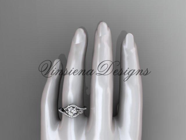 14kt white gold diamond engagement ring "Forever One" Moissanite ADLR334