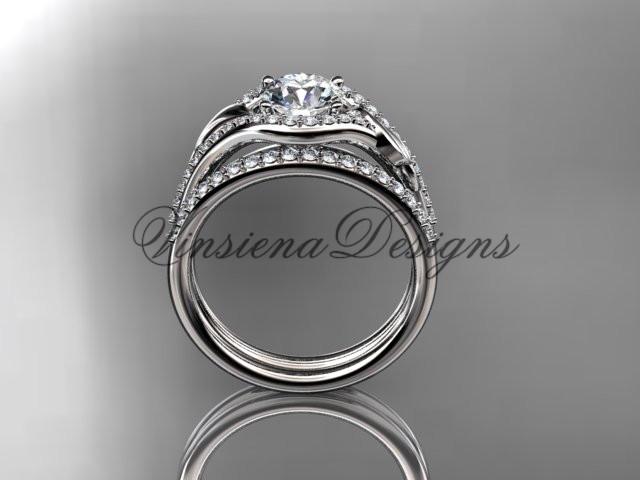 14kt white go diamond wedding, engagement set, Enhanced Black Diamond ADLR334S