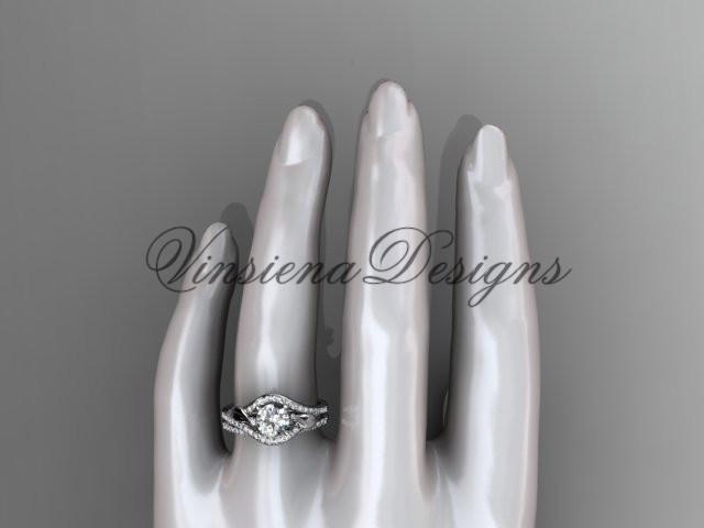 Platinum diamond leaf and vine wedding, engagement ring set ADLR334S