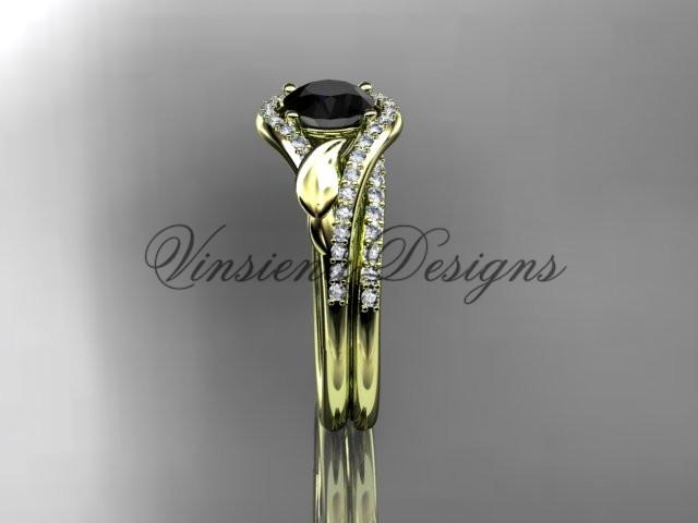 14kt yellow gold diamond wedding ring set, Enhanced Black Diamond ADLR334S