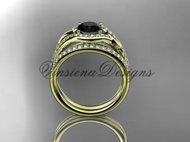 14kt yellow gold diamond wedding ring set, Enhanced Black Diamond ADLR334S