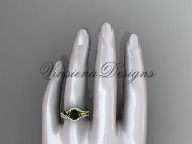 14kt yellow gold diamond wedding ring set, Enhanced Black Diamond ADLR334S