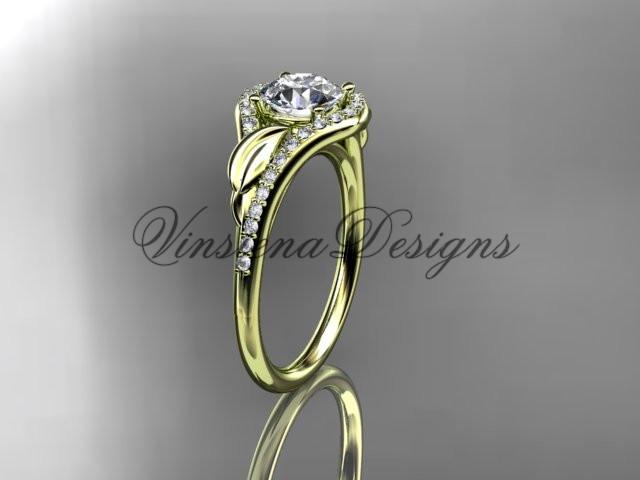 14kt yellow gold diamond engagement ring "Forever One" Moissanite ADLR334