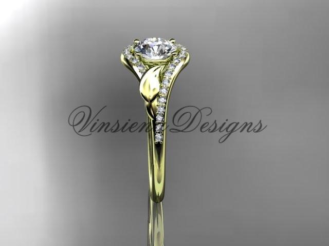 14kt yellow gold diamond leaf, vine wedding, engagement ring  ADLR334