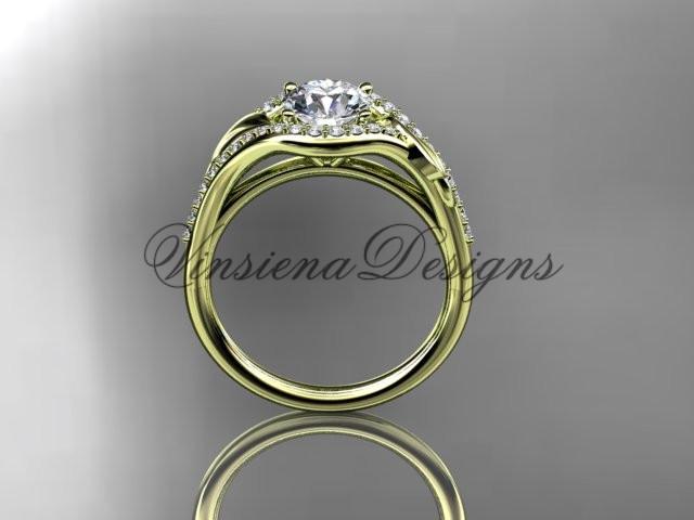 14kt yellow gold diamond leaf, vine wedding, engagement ring  ADLR334