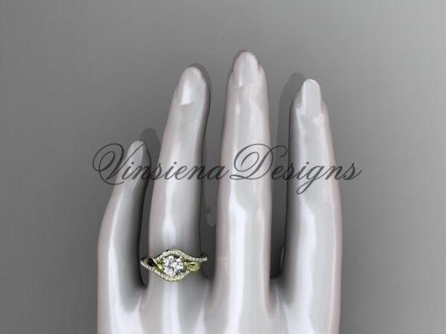 14kt yellow gold diamond leaf, vine wedding, engagement ring  ADLR334