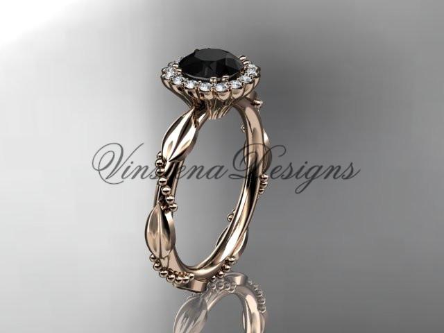 14kt rose gold diamond wedding, engagement ring, Enhanced Black Diamond ADLR337