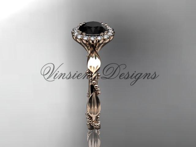 14kt rose gold diamond wedding, engagement ring, Enhanced Black Diamond ADLR337