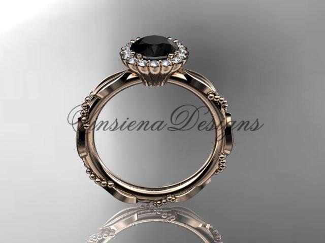 14kt rose gold diamond wedding, engagement ring, Enhanced Black Diamond ADLR337