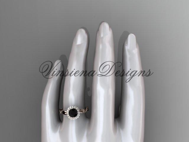14kt rose gold diamond wedding, engagement ring, Enhanced Black Diamond ADLR337