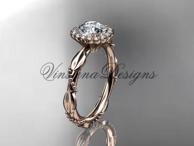 14kt rose gold diamond leaf and vine wedding, engagement ring ADLR337