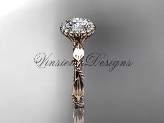 14kt rose gold diamond leaf and vine wedding, engagement ring ADLR337