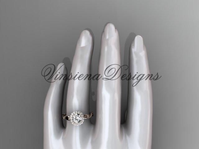 14kt rose gold diamond engagement ring "Forever One" Moissanite ADLR337