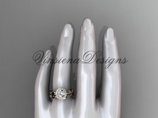 14k rose gold diamond engagement set "Forever One" Moissanite ADLR337S