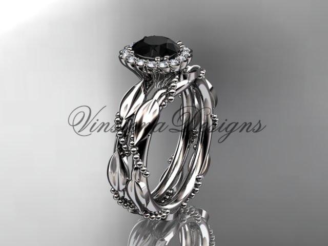 Platinum diamond wedding, engagement set, Enhanced Black Diamond ADLR337S