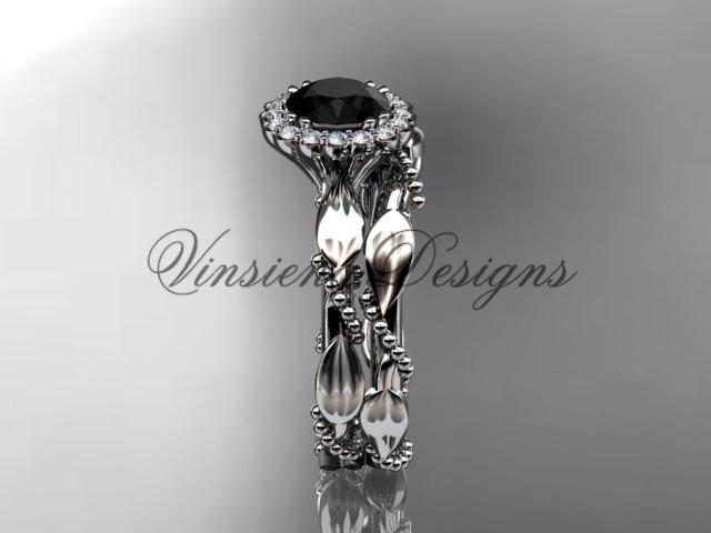 Platinum diamond wedding, engagement set, Enhanced Black Diamond ADLR337S
